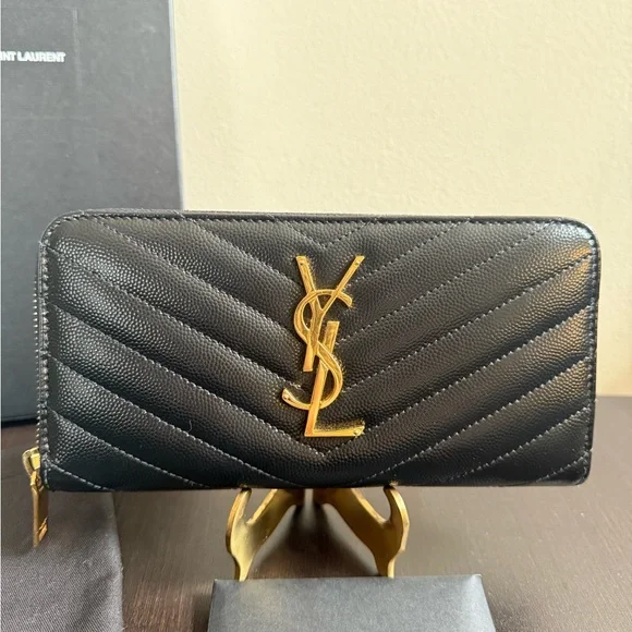 Saint Laurent Cassandre Matelassé Long Zippy Wallet